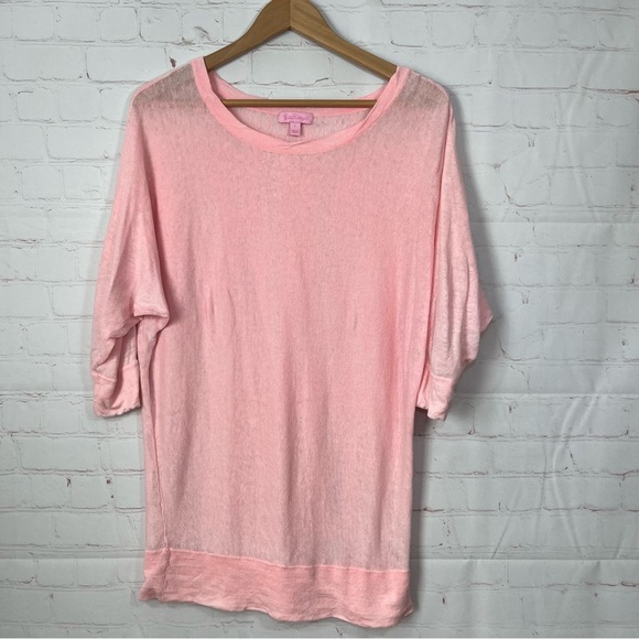 Lilly Pulitzer Tops - Lilly Pulitzer Tunic Top Women’s Large Pink Batwing Boho Peasant Hippie